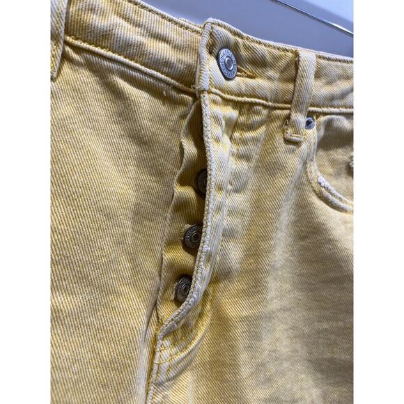 Free People CRVY Anytime Anywhere Denim Shorts in Sultana Yellow Sz 27 - Picture 4 of 5